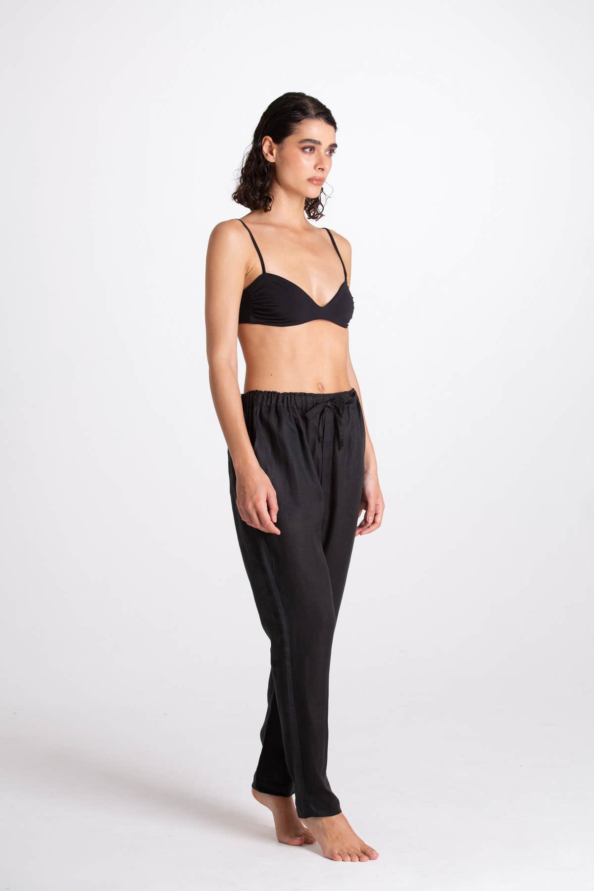 Pantalone Donna Lino Nero