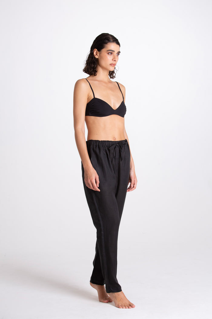 Pantalone Donna Lino Nero