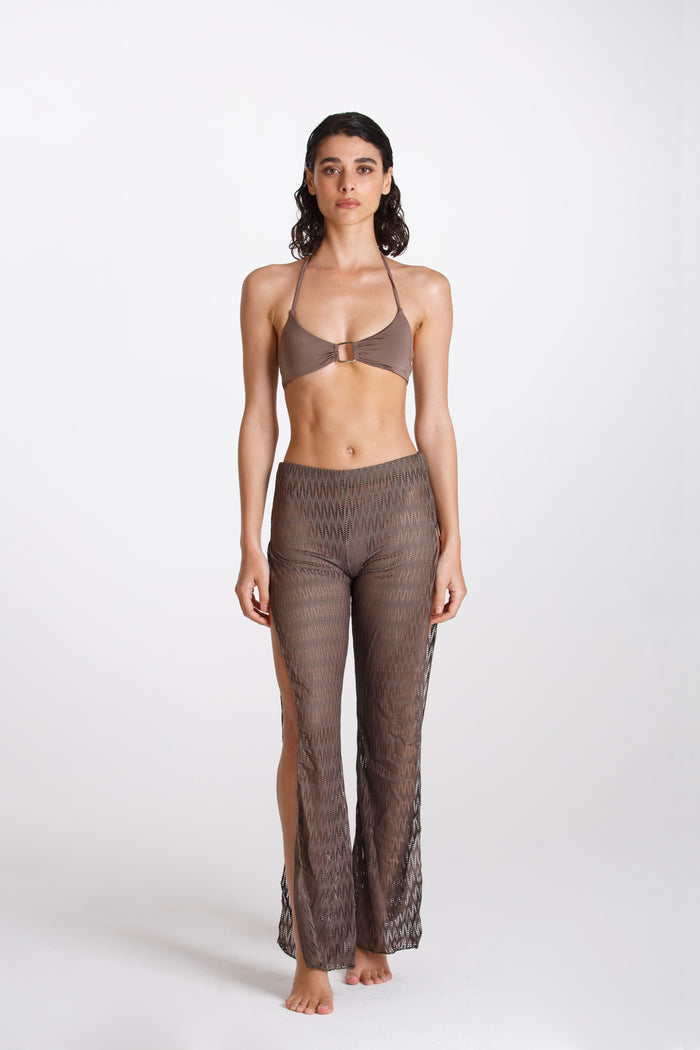 Pantalone Spaccato Traforato Torba