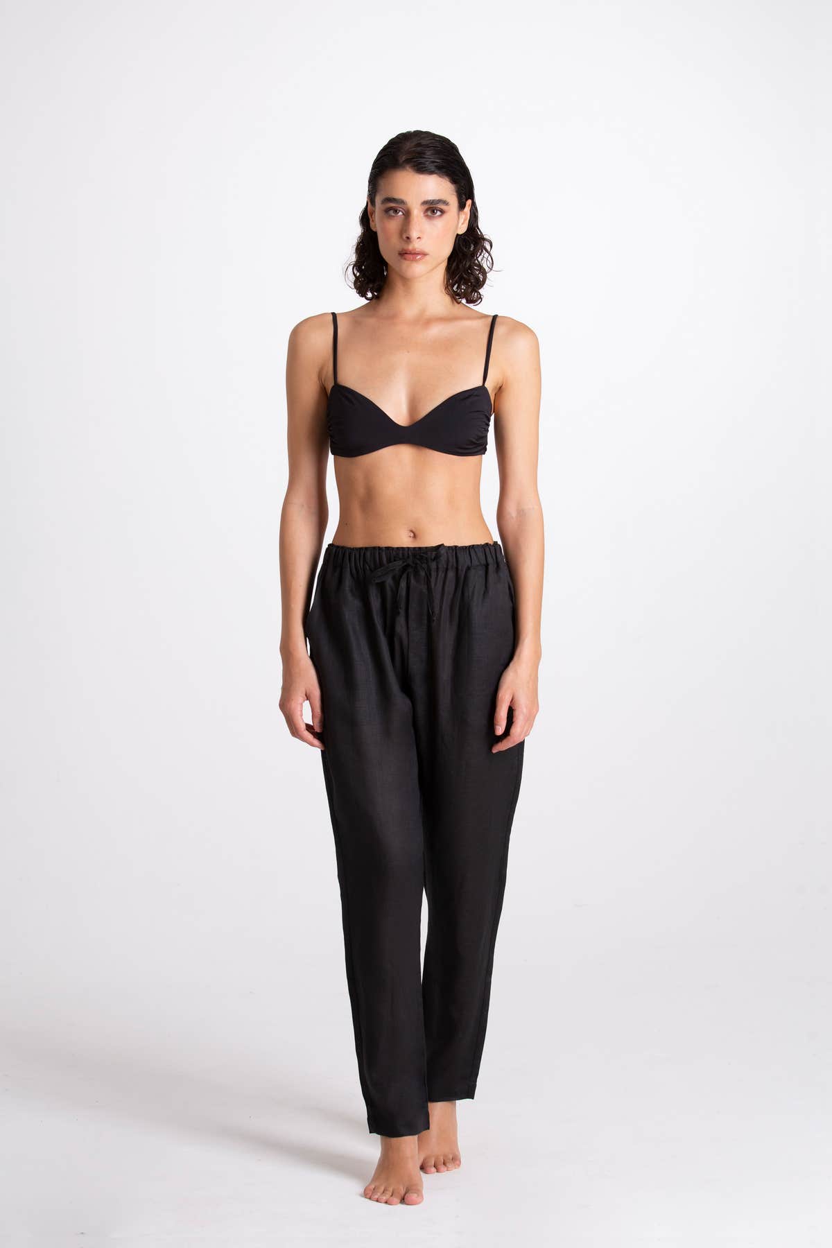 Pantalone Donna Lino Nero