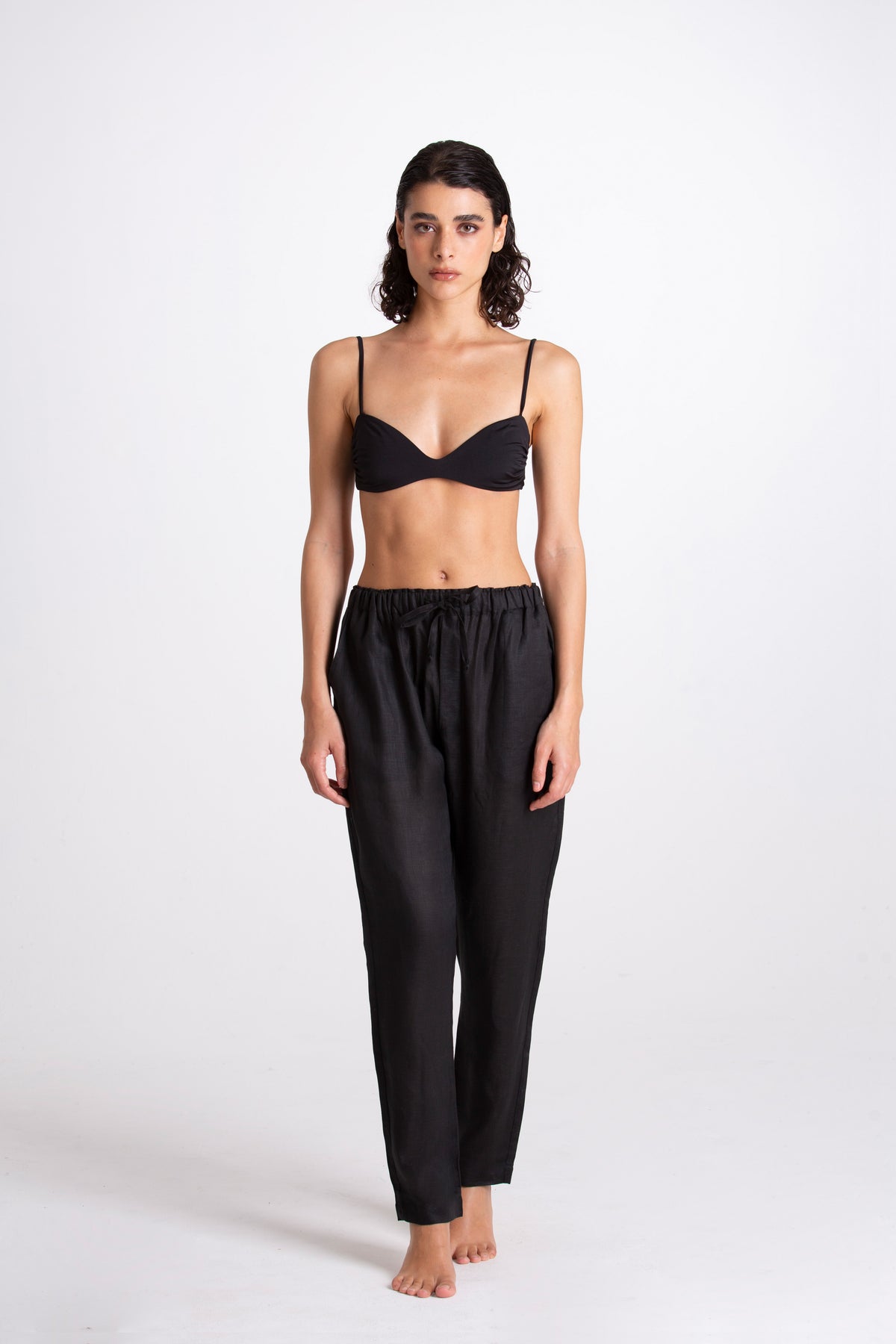 Pantalone Donna Lino Nero