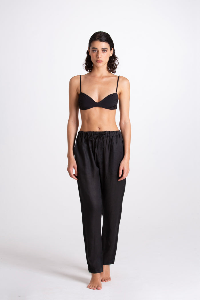 Pantalone Donna Lino Nero