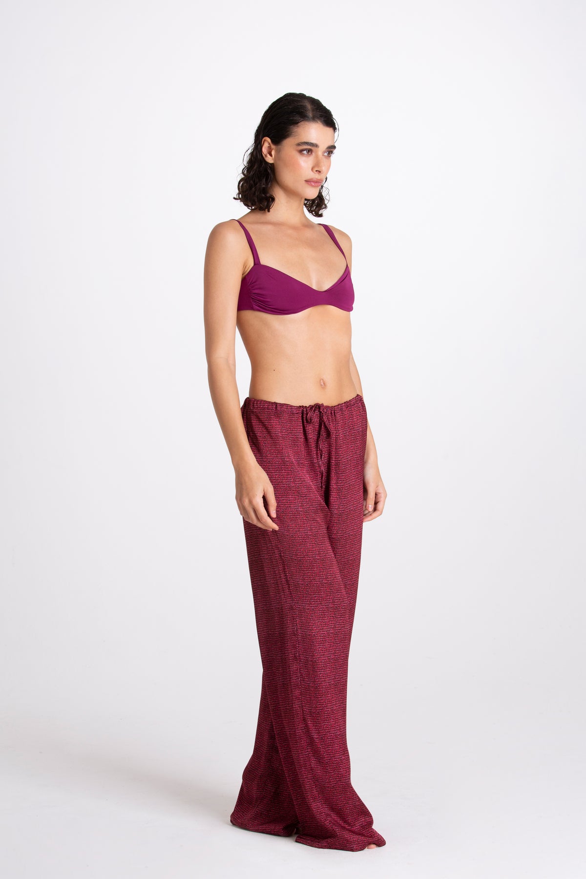 PANTALONE LINO BORDEAUX