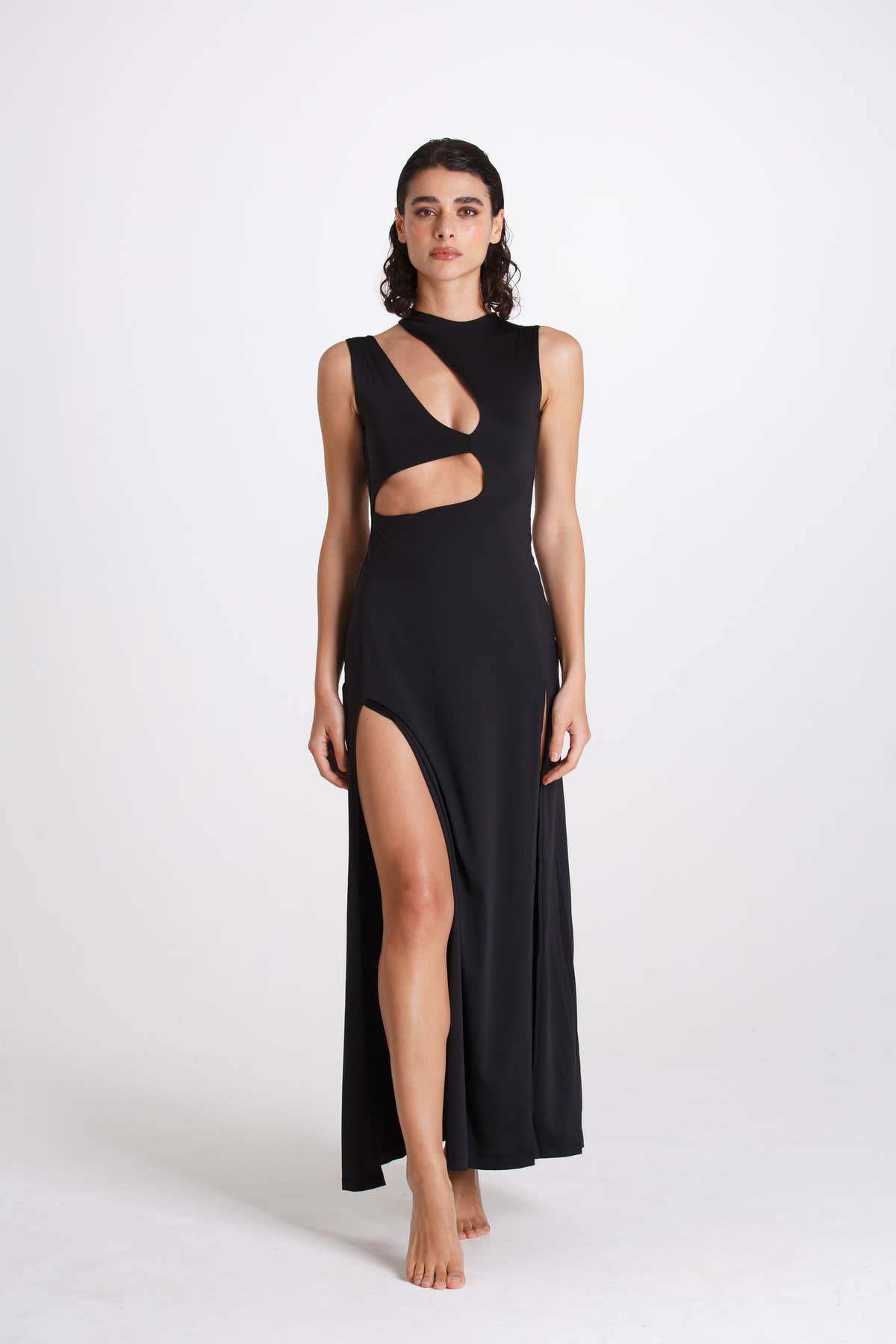 Vestito Lungo Cut Out Nero