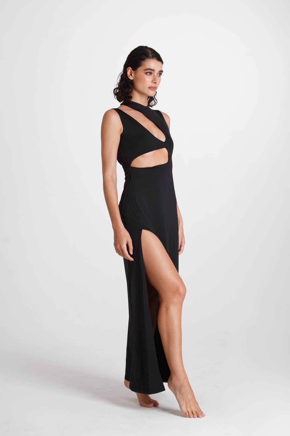Vestito Lungo Cut Out Nero