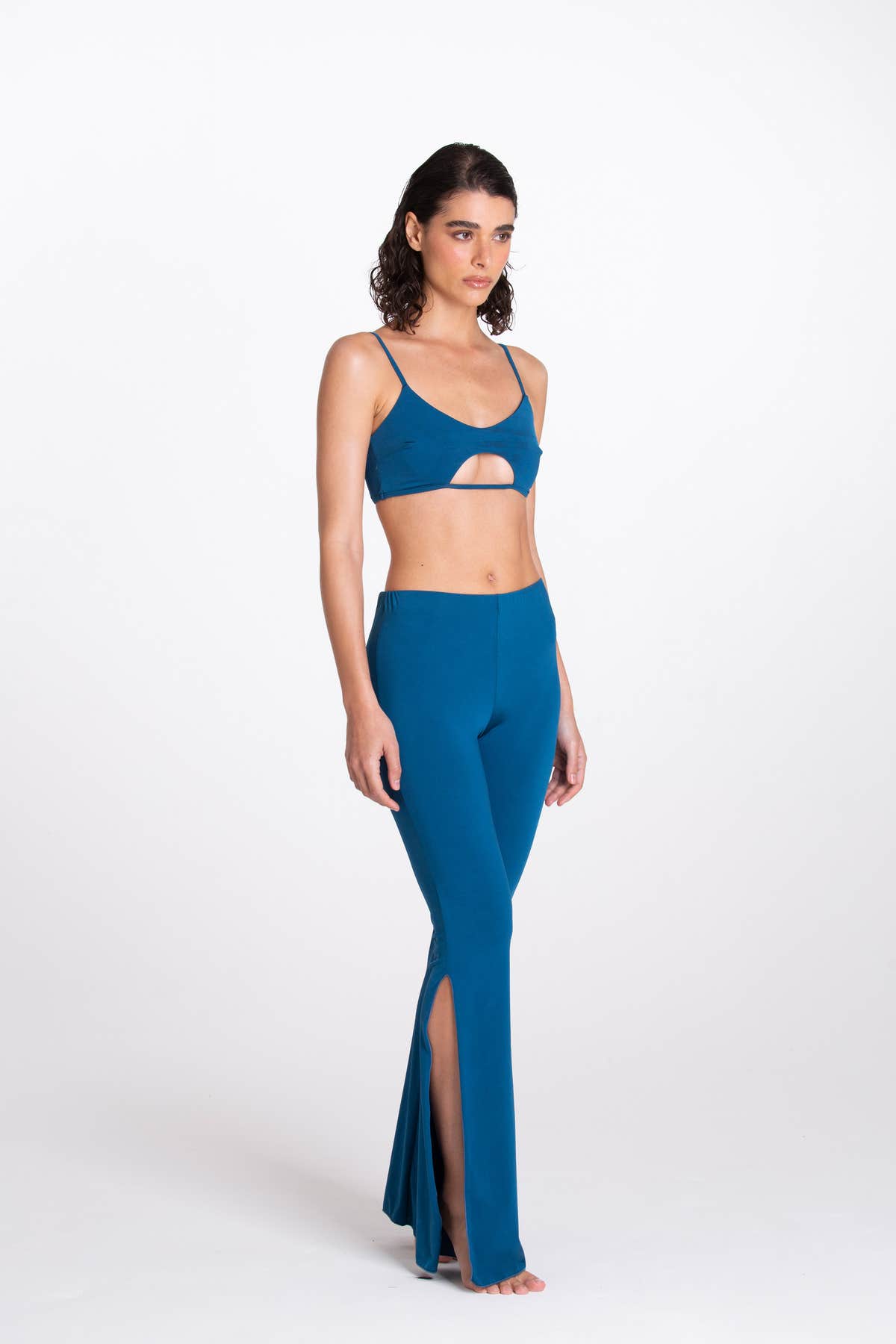 Pantalone Spaccato Blu Tropico