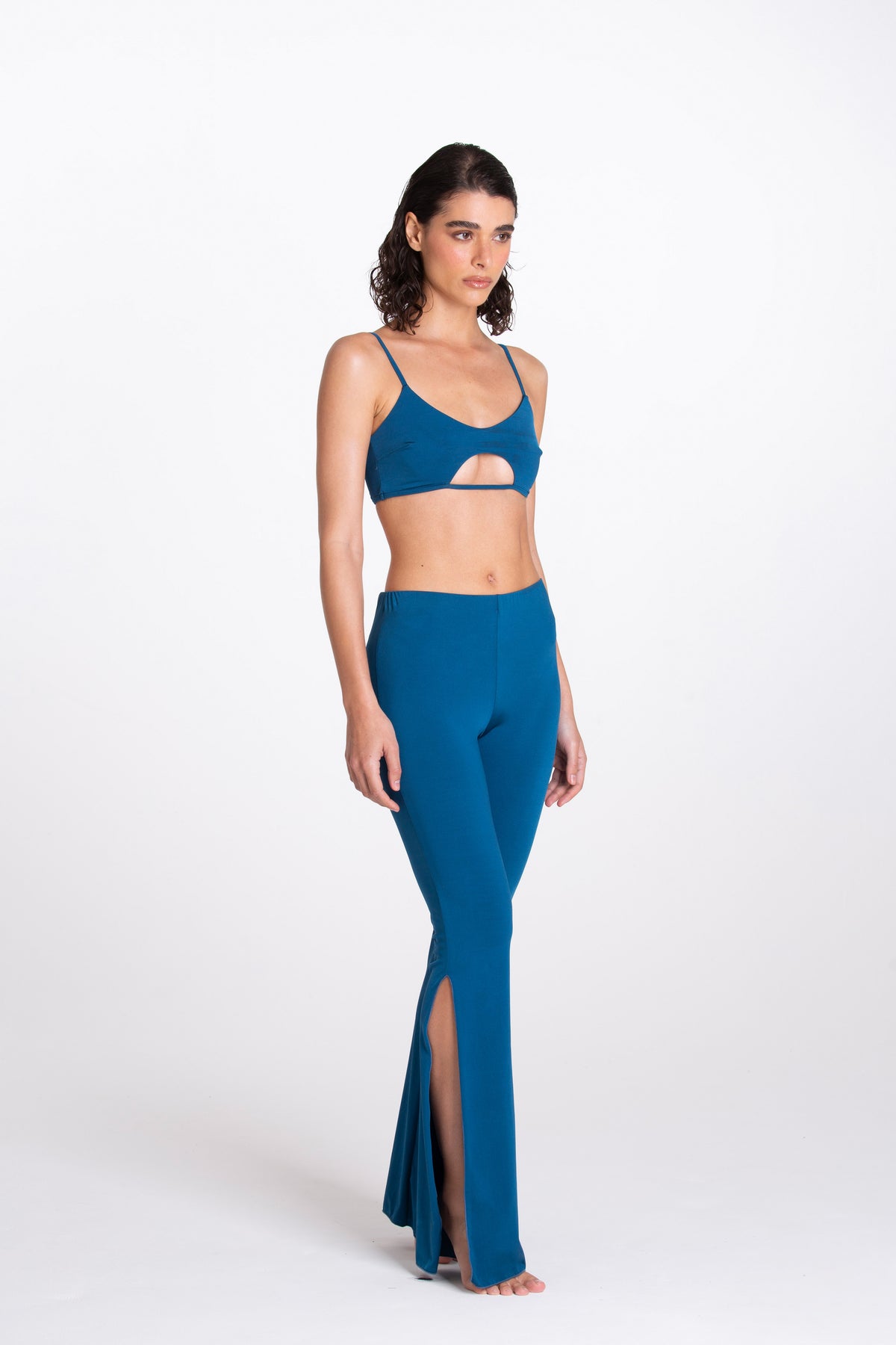 Pantalone Spaccato Blu Tropico