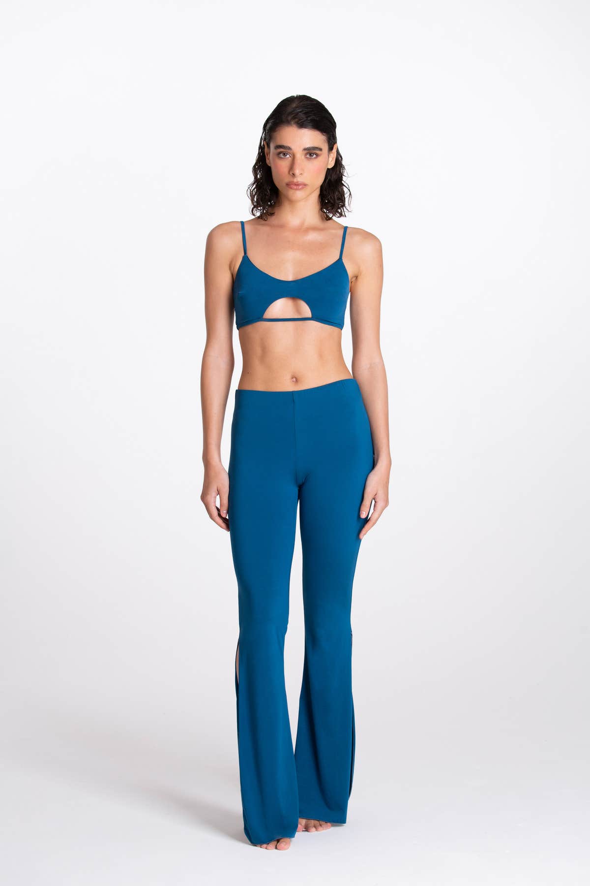 Pantalone Spaccato Blu Tropico