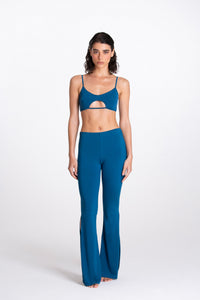 Pantalone Spaccato Blu Tropico