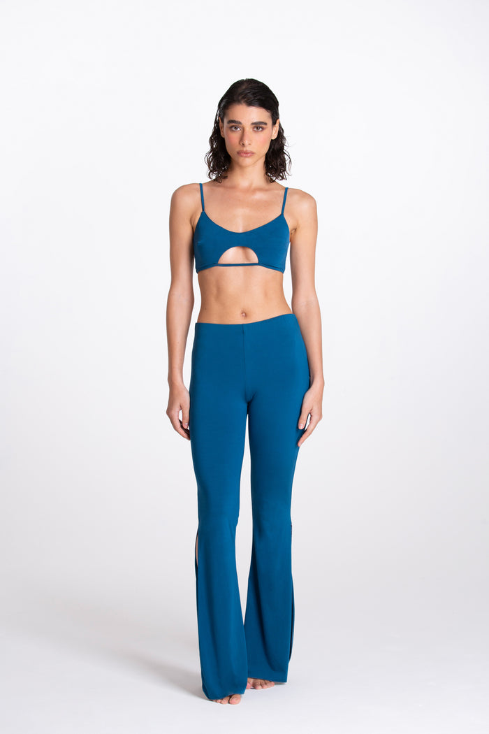 Pantalone Spaccato Blu Tropico