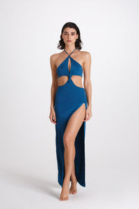 Vestito Lungo Alessia Blu Tropico