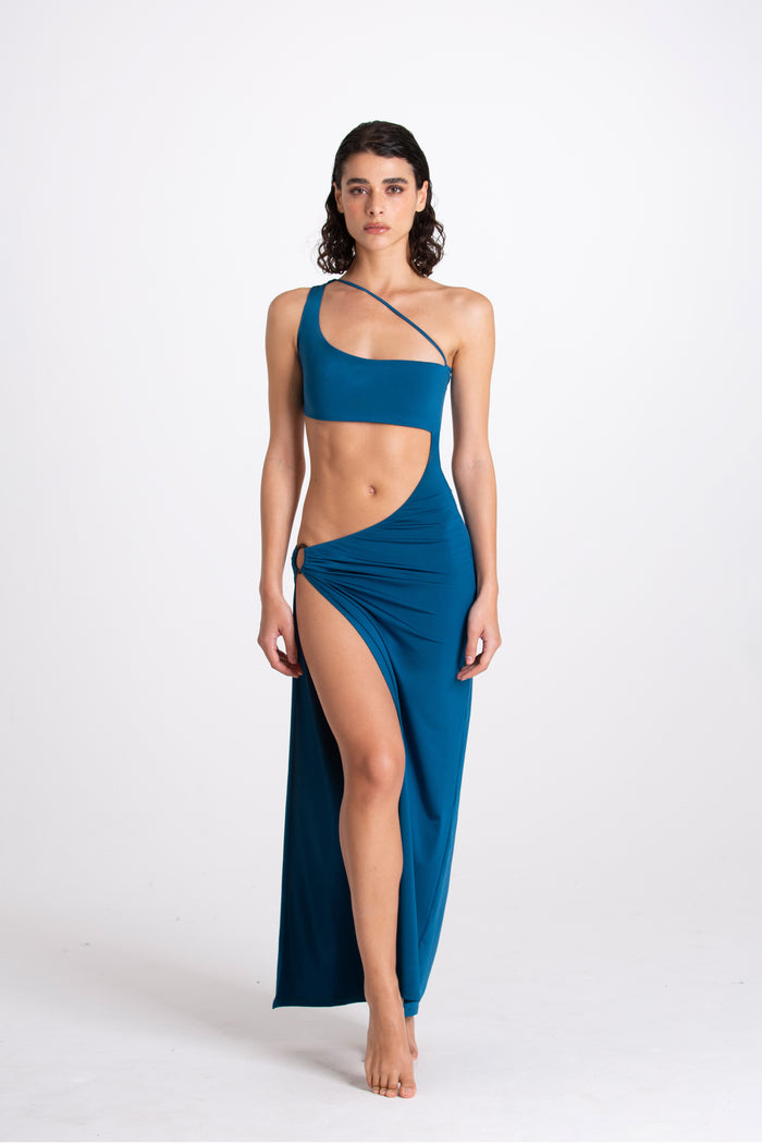 Vestito lungo Virginia Blu Tropico