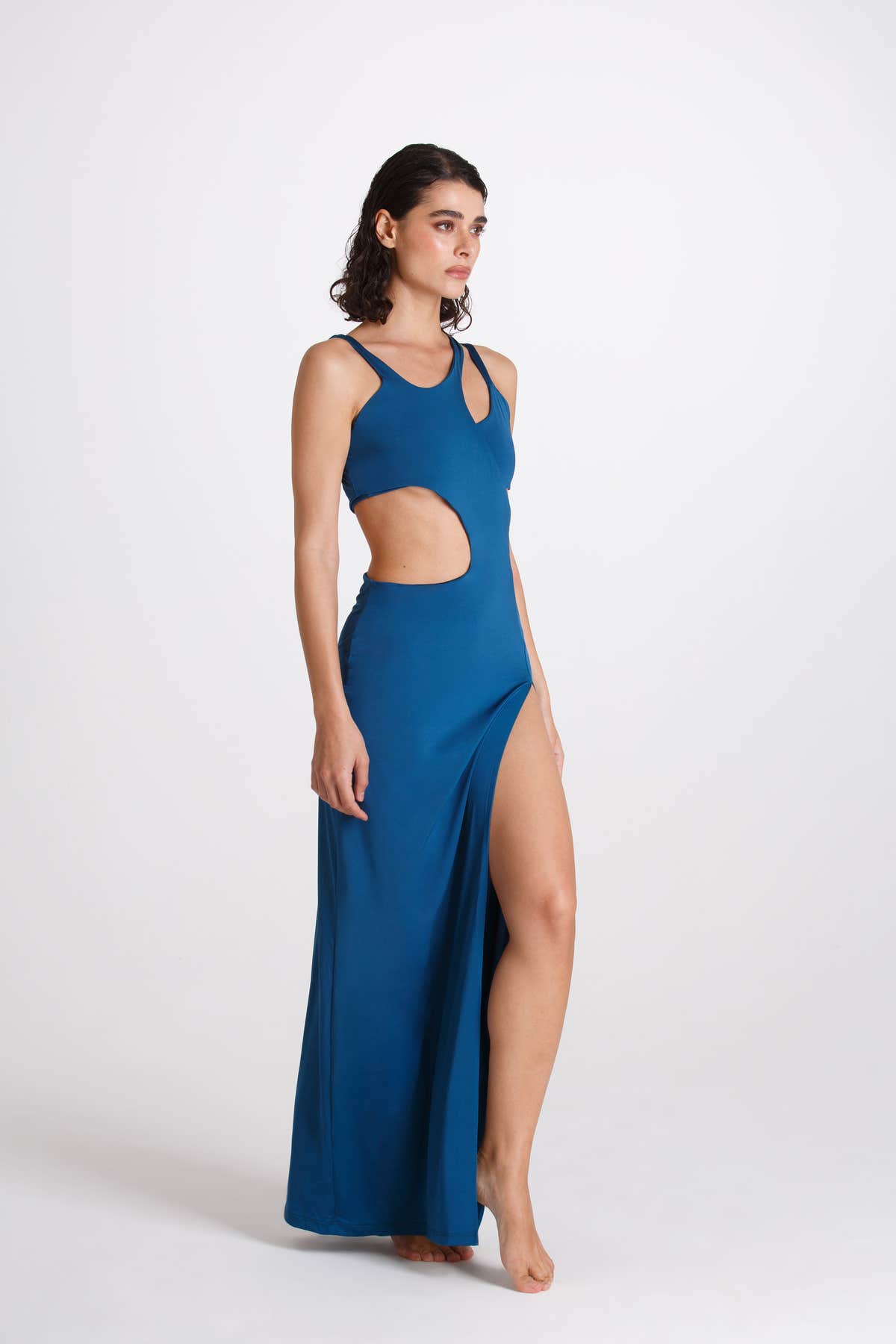 Lucy Long Dress in Tropic Blue