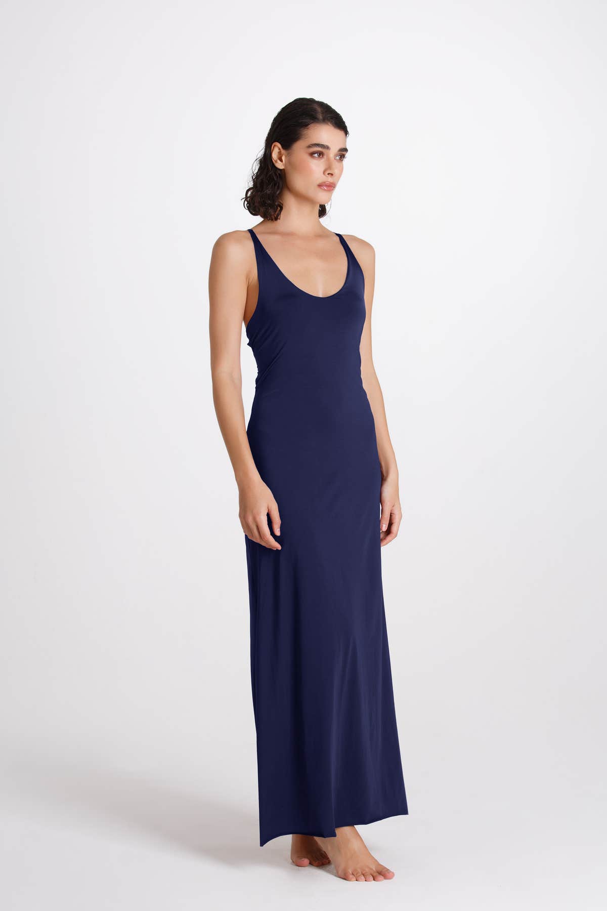 Vestito Lungo Incrociato Mare Blu