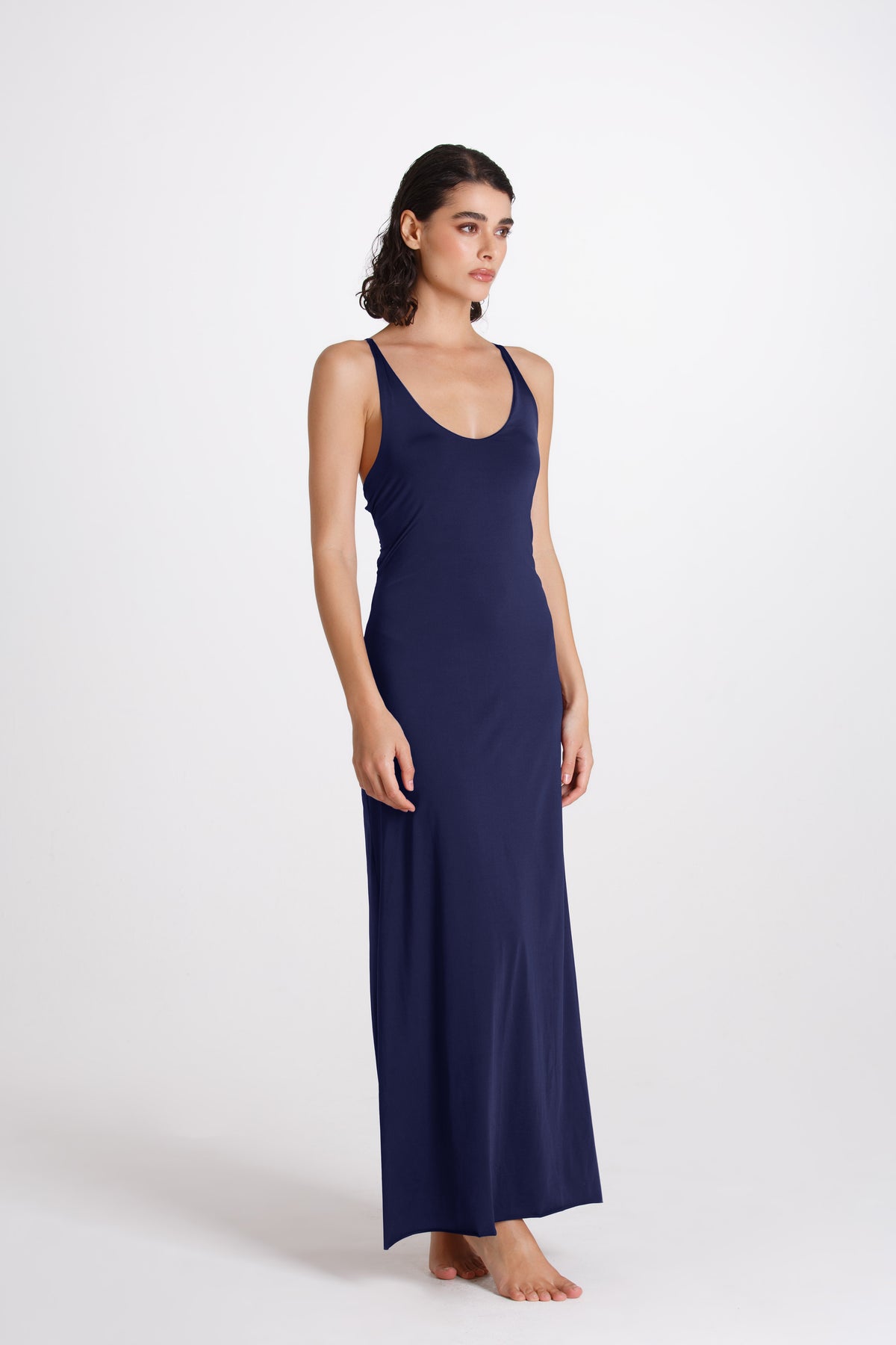 Vestito Lungo Incrociato Mare Blu