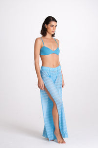 Pantalone Spaccato Traforato Turchese