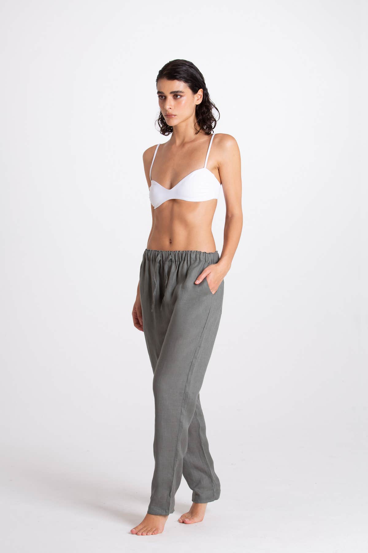Women's Green Linen Trousers