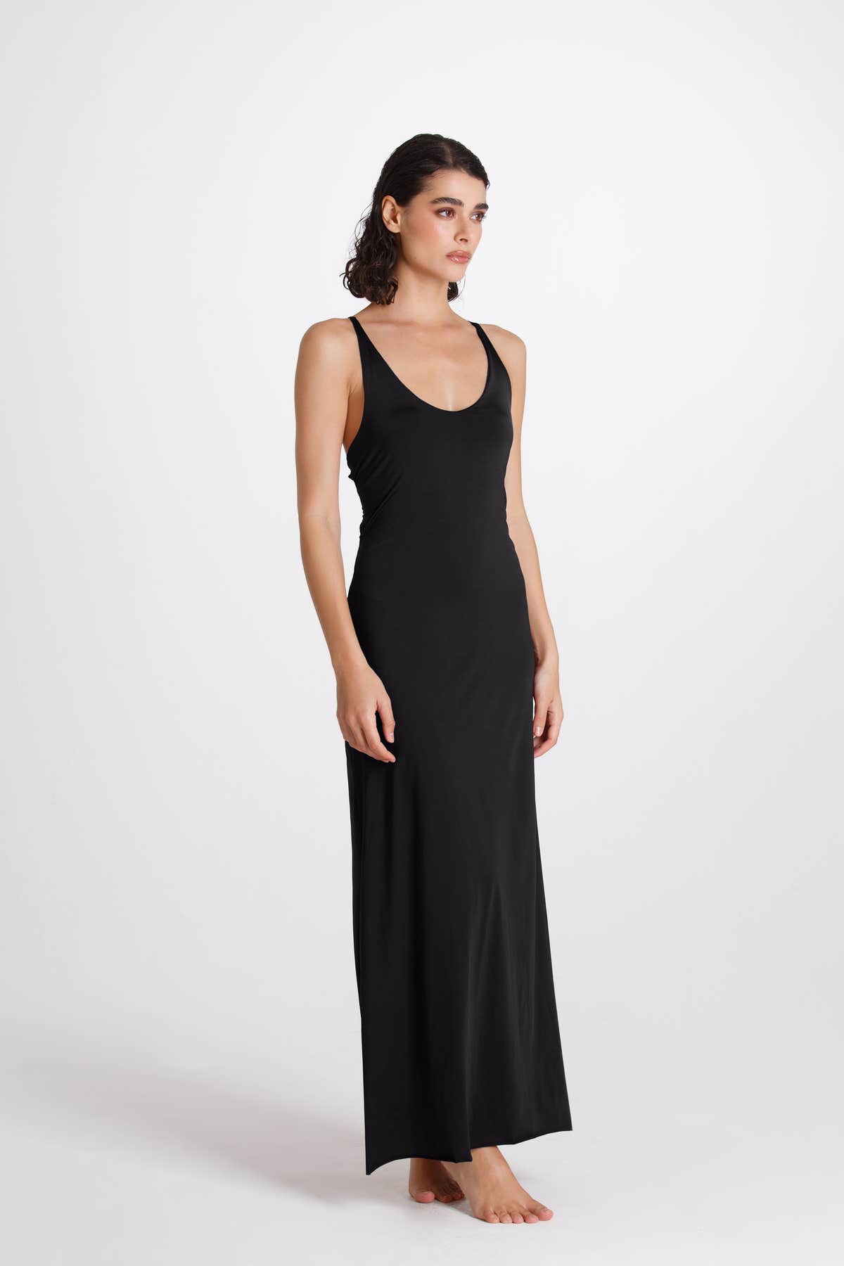 Vestito Lungo Incrociato Nero