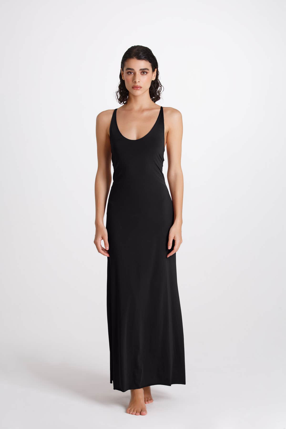 Vestito Lungo Incrociato Nero