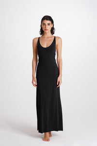 Vestito Lungo Incrociato Nero