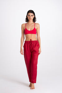 Pantalone Donna Lino Bordeaux