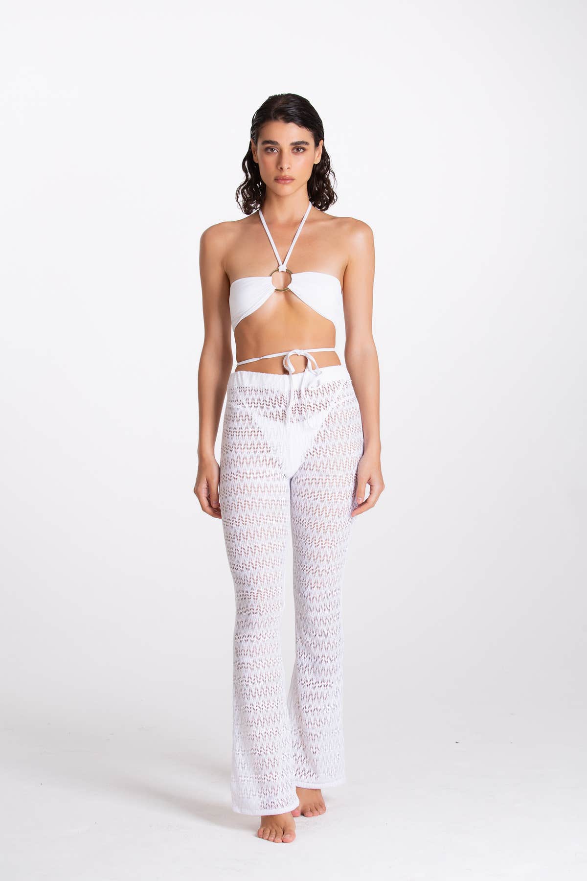 Pantalone Traforato Bianco