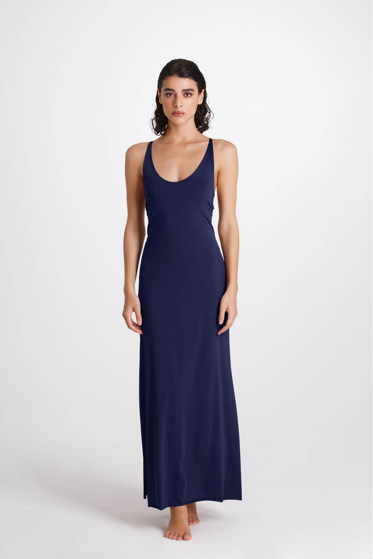 Vestito Lungo Incrociato Mare Blu