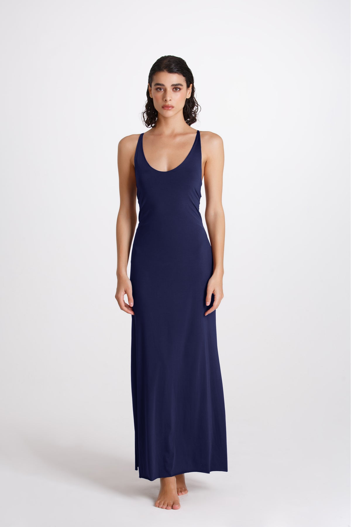 Vestito Lungo Incrociato Mare Blu