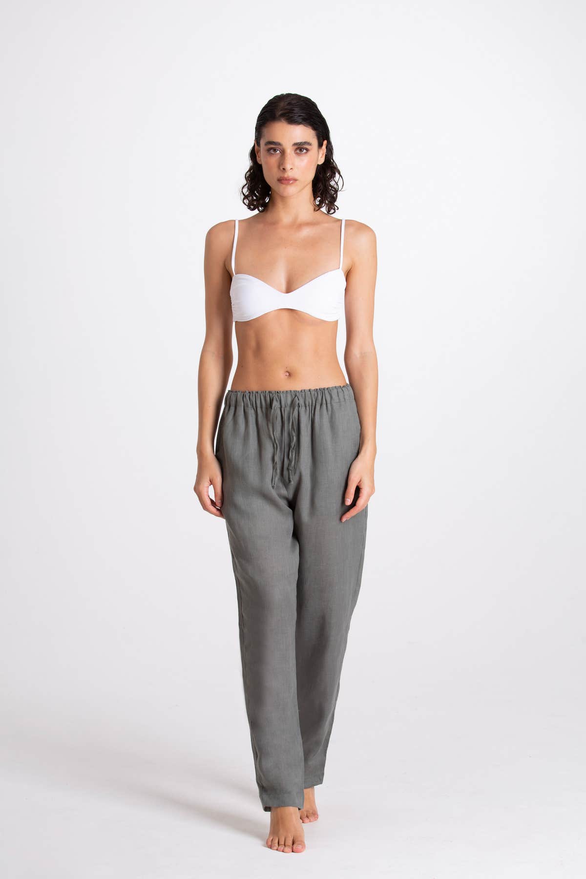 Women's Green Linen Trousers