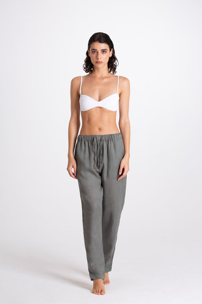 Pantalone Donna Lino Verde
