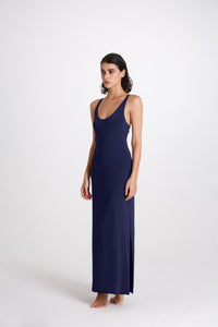 Vestito Lungo Incrociato Mare Blu