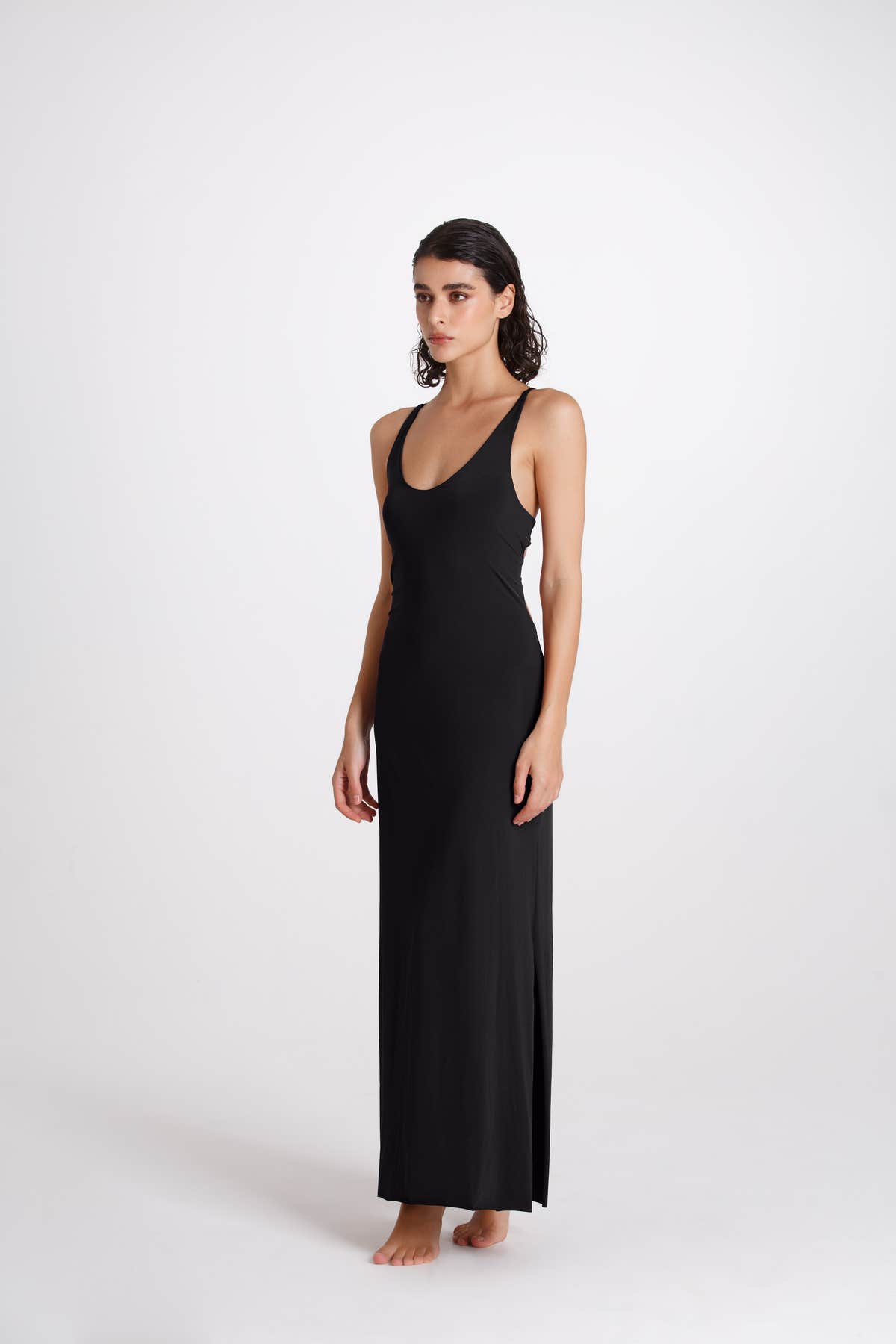 Vestito Lungo Incrociato Nero
