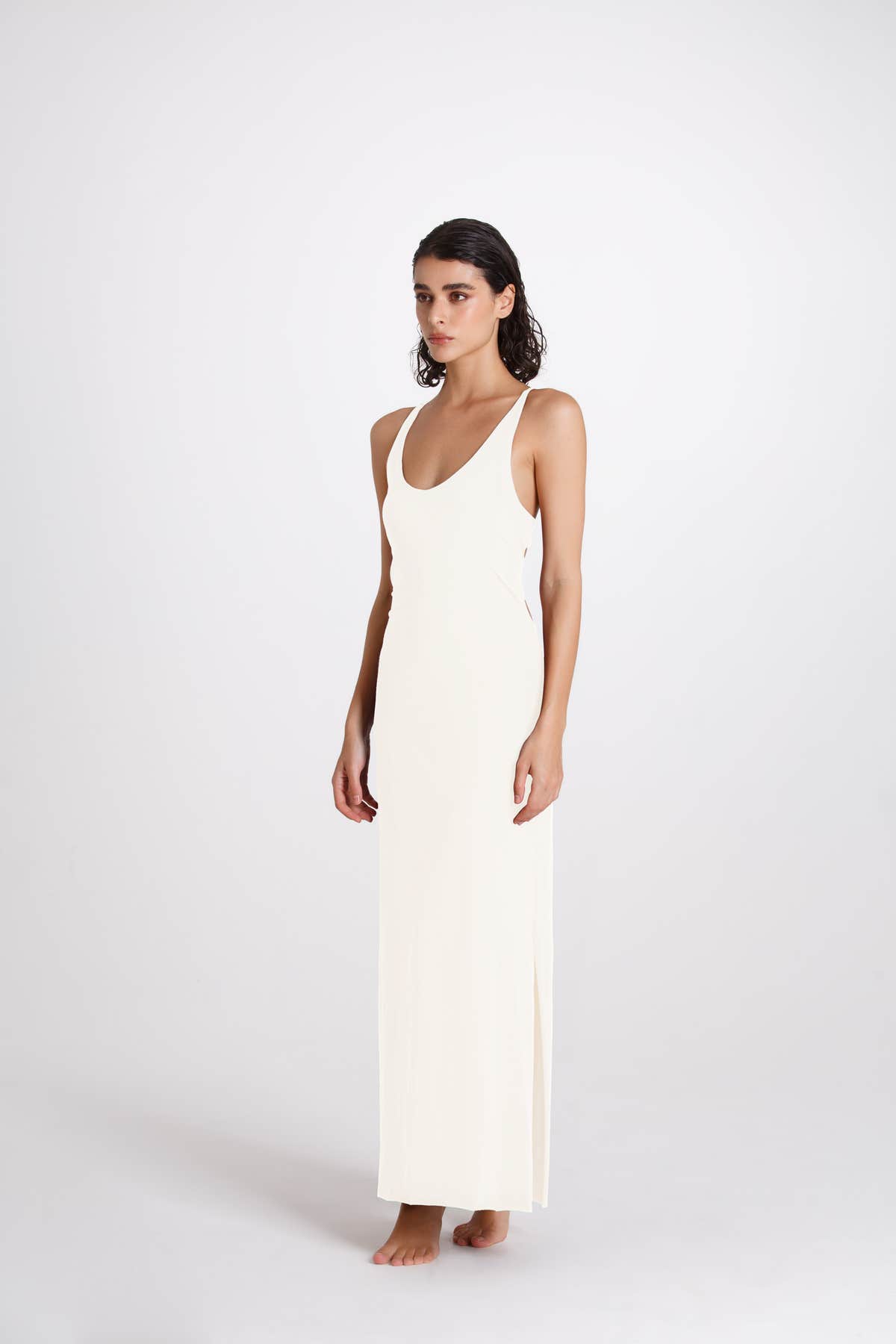 Vestito Lungo Incrociato Avorio