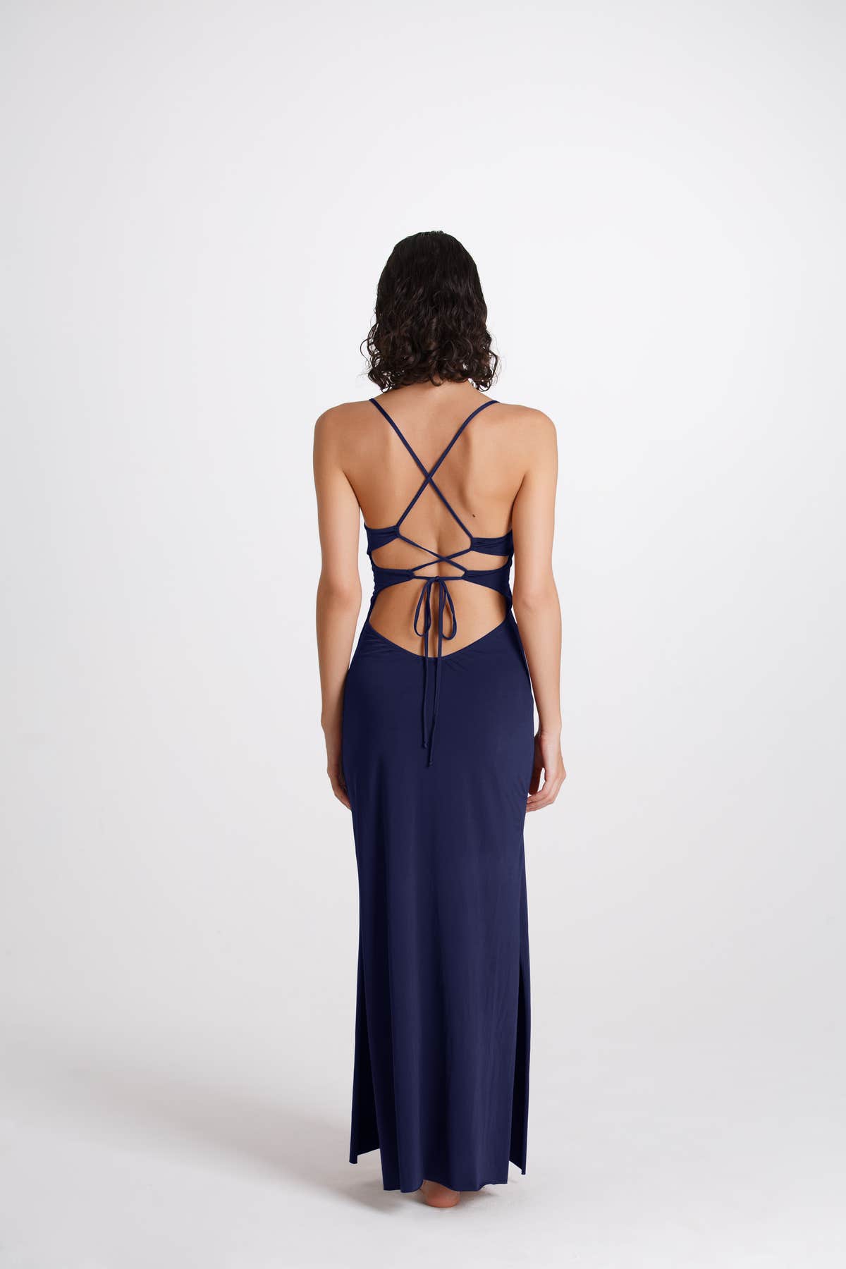 Vestito Lungo Incrociato Mare Blu