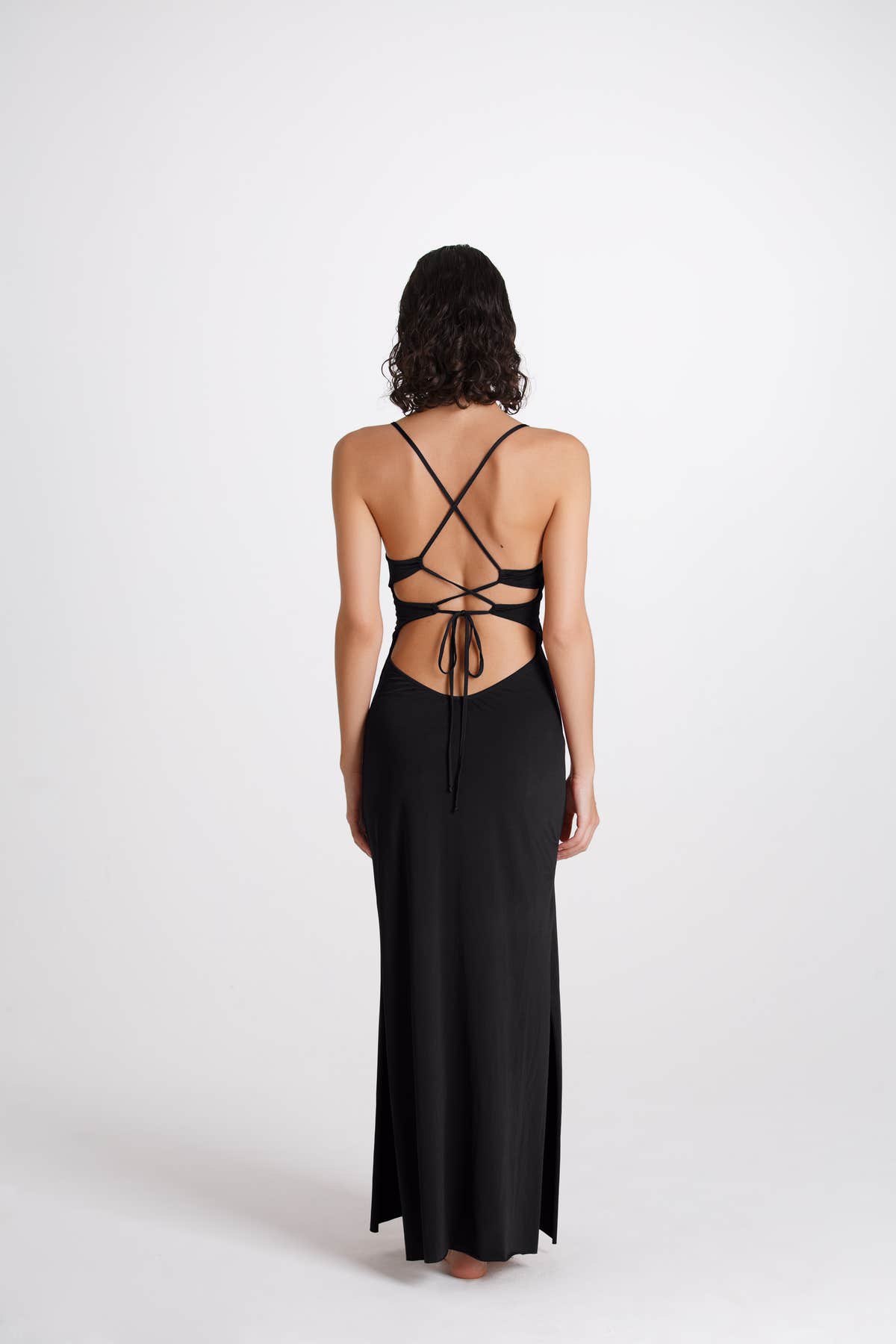 Vestito Lungo Incrociato Nero