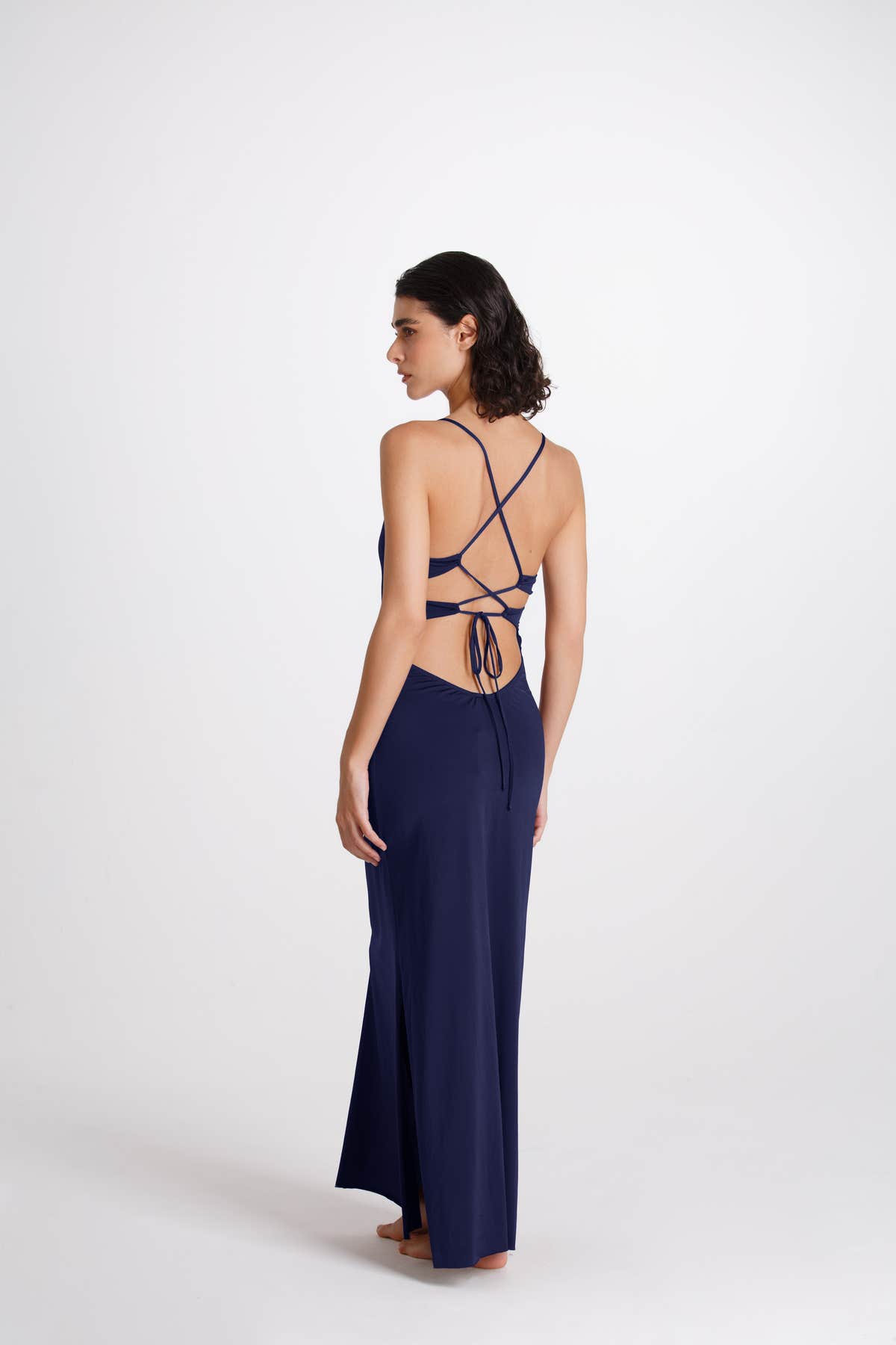 Vestito Lungo Incrociato Mare Blu