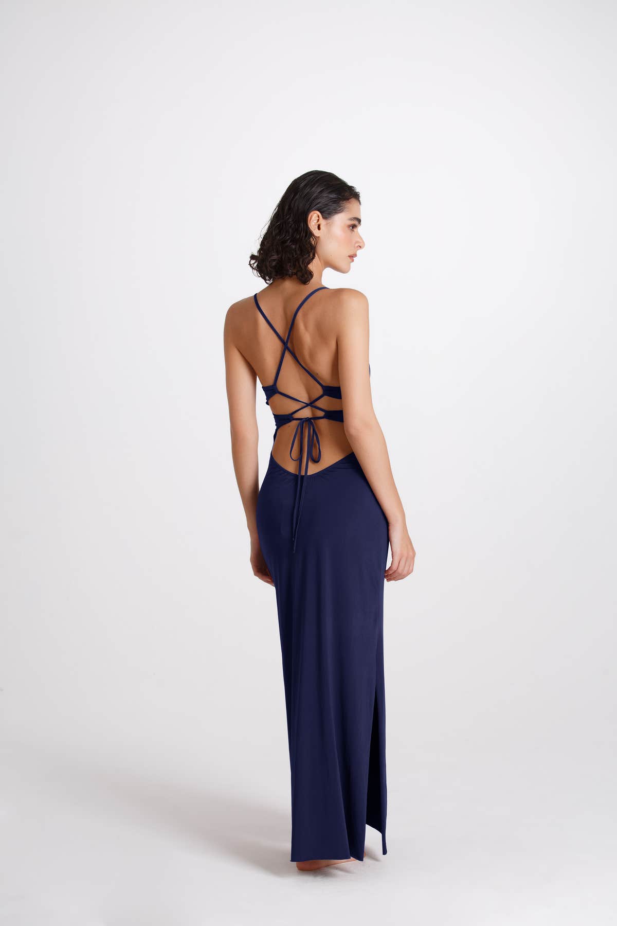 Vestito Lungo Incrociato Mare Blu