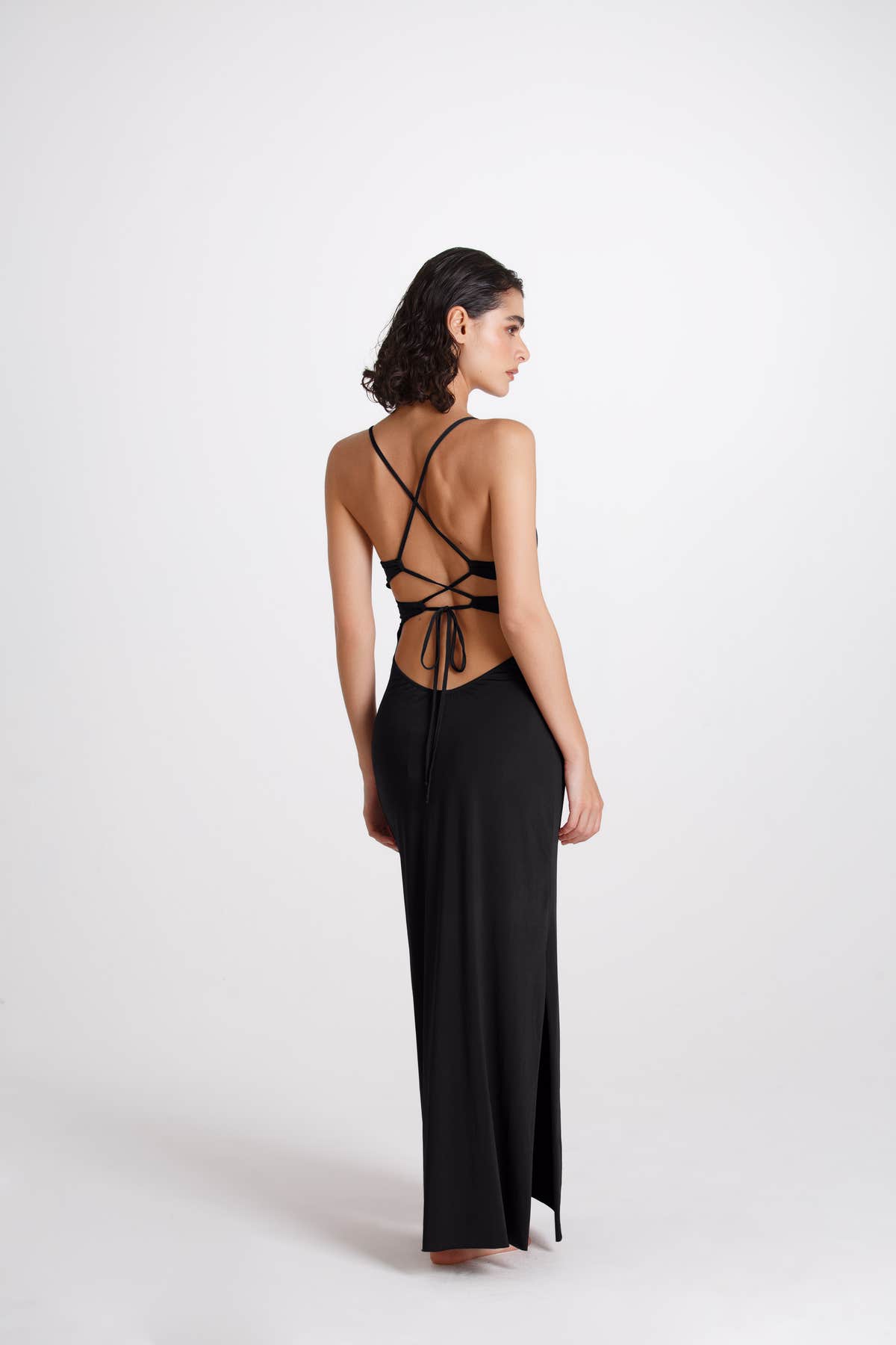 Vestito Lungo Incrociato Nero