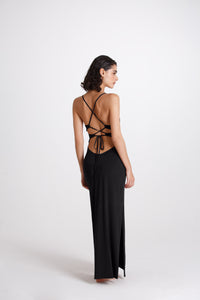 Vestito Lungo Incrociato Nero