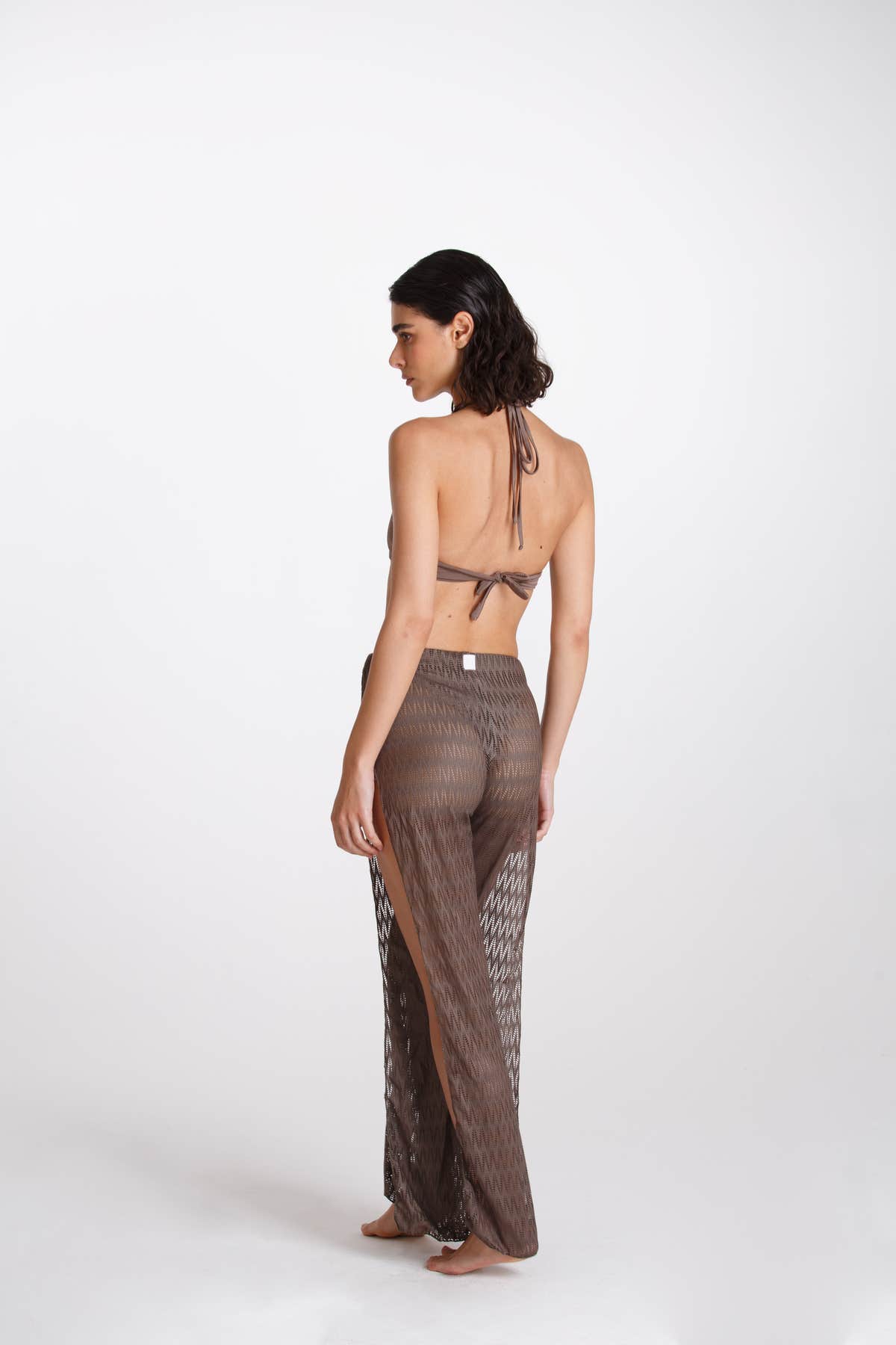 Pantalone Spaccato Traforato Torba