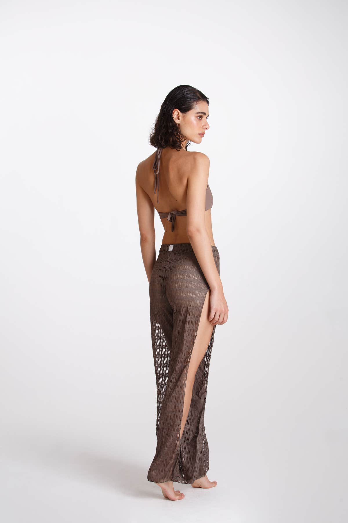 Pantalone Spaccato Traforato Torba