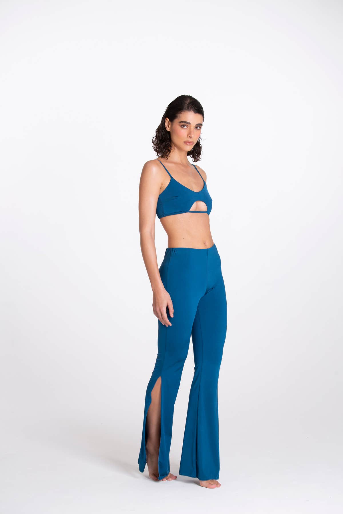 Pantalone Spaccato Blu Tropico