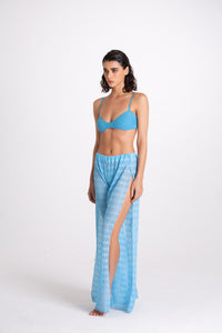 Pantalone Spaccato Traforato Turchese