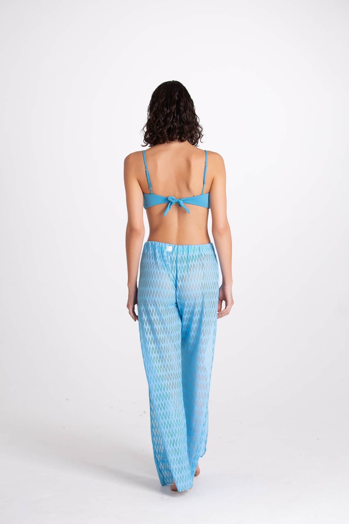 Pantalone Spaccato Traforato Turchese