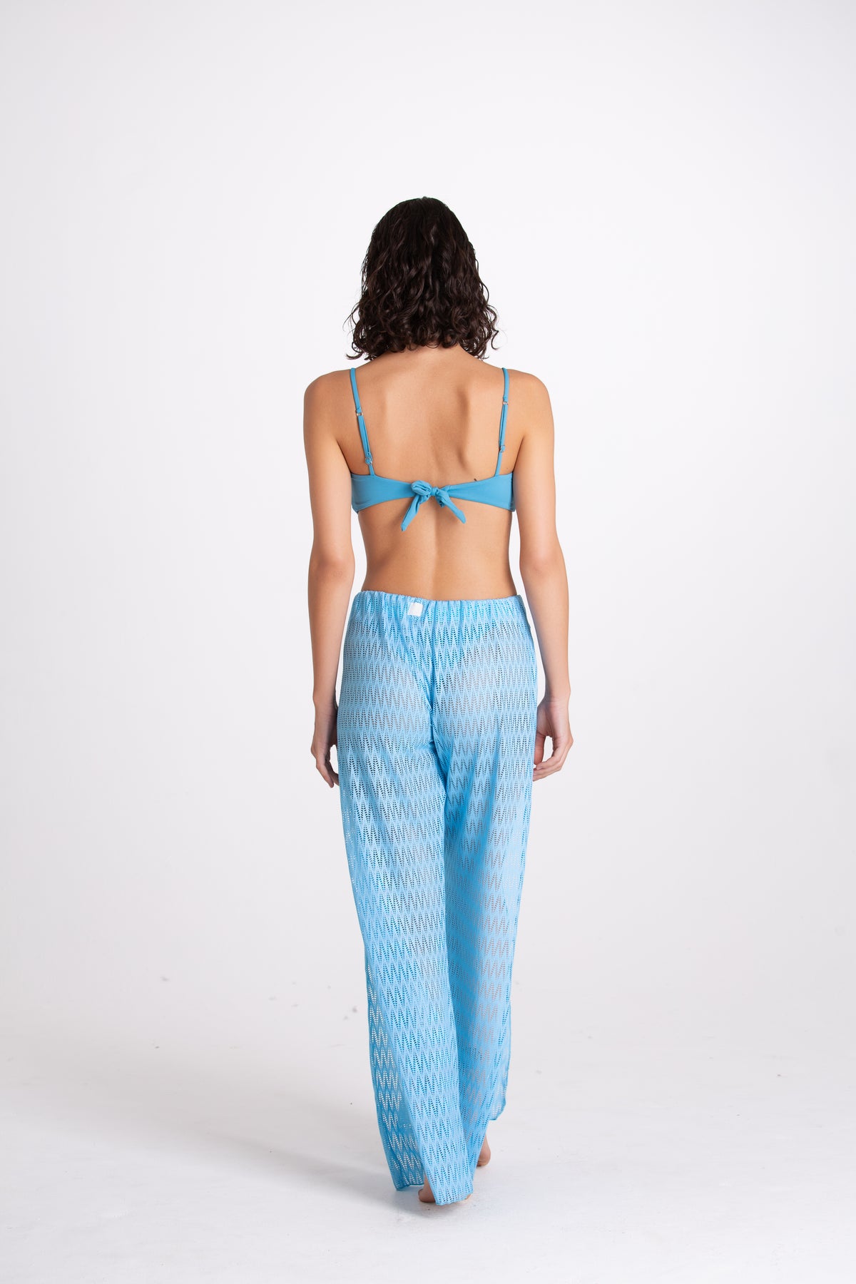 Pantalone Spaccato Traforato Turchese
