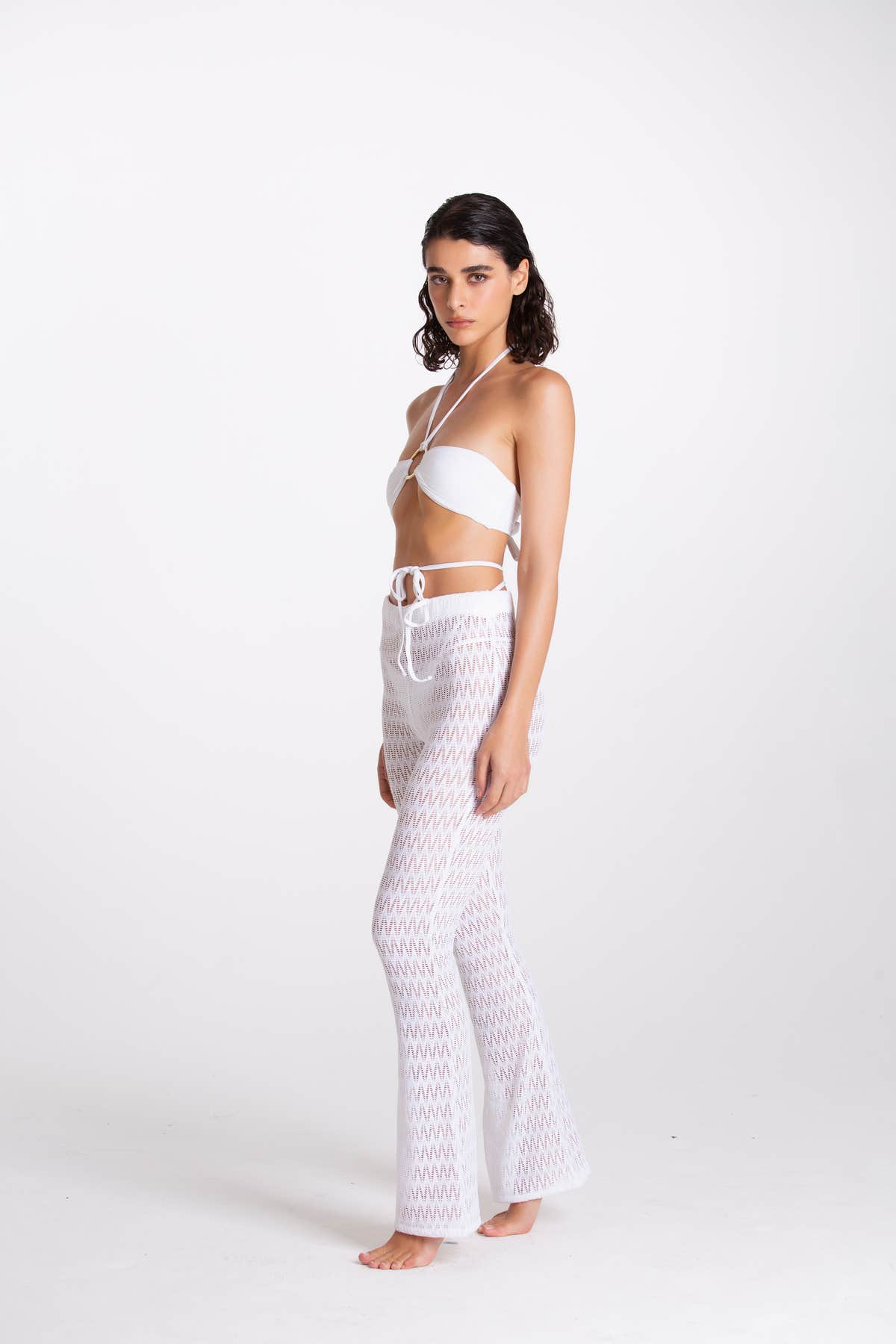Pantalone Traforato Bianco