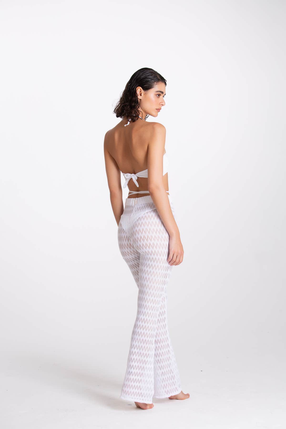 Pantalone Traforato Bianco