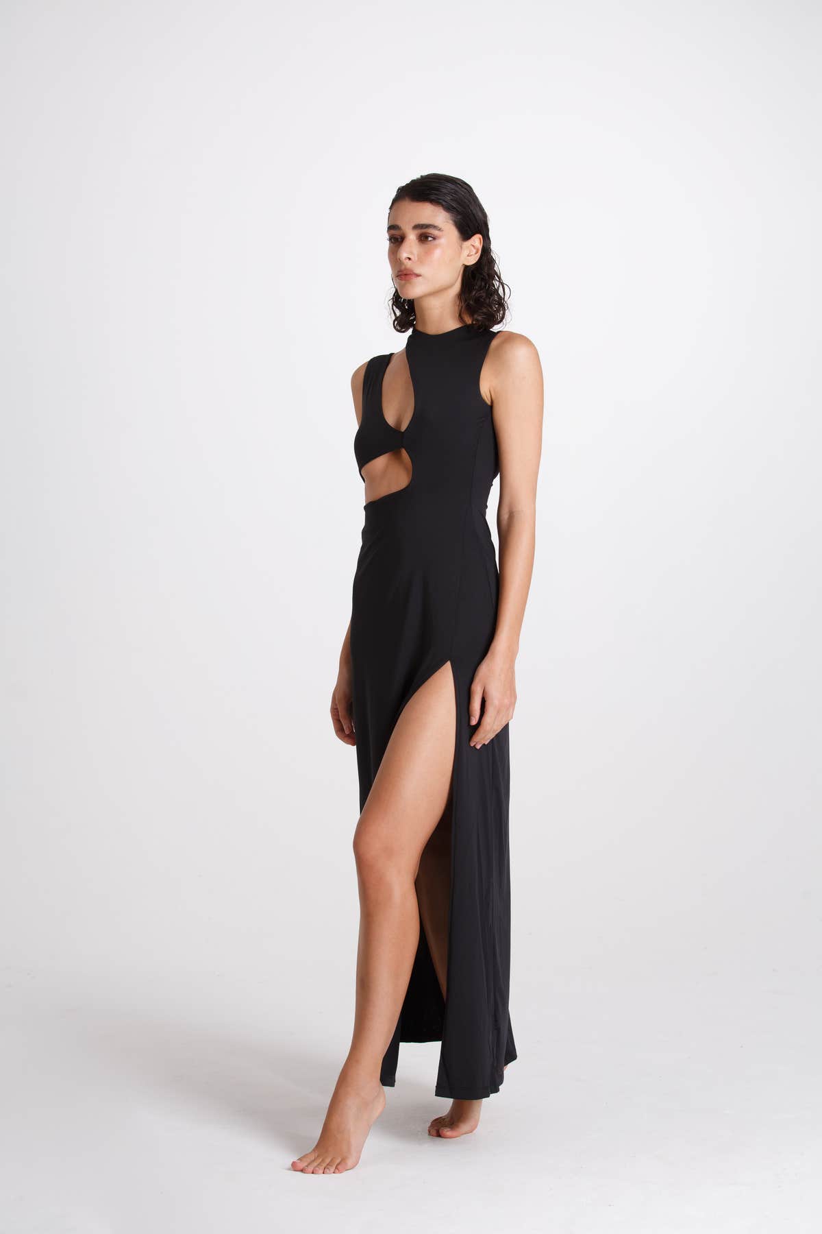 Vestito Lungo Cut Out Nero