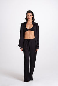 PANTALONE LINO BORDEAUX