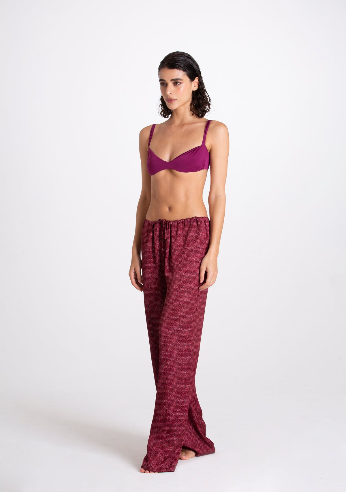 PANTALONE LINO BORDEAUX